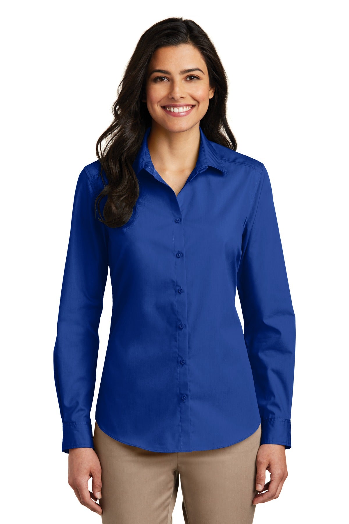 Port AuthorityÂ® Women's Long Sleeve Carefree Poplin Shirt. LW100
