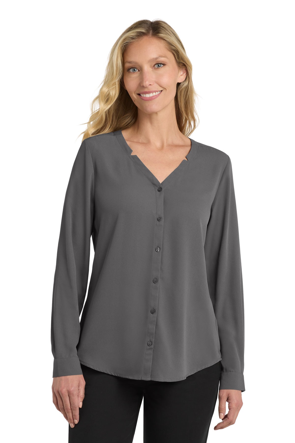 Port AuthorityÂ® Women's Long Sleeve Button-Front Blouse. LW700