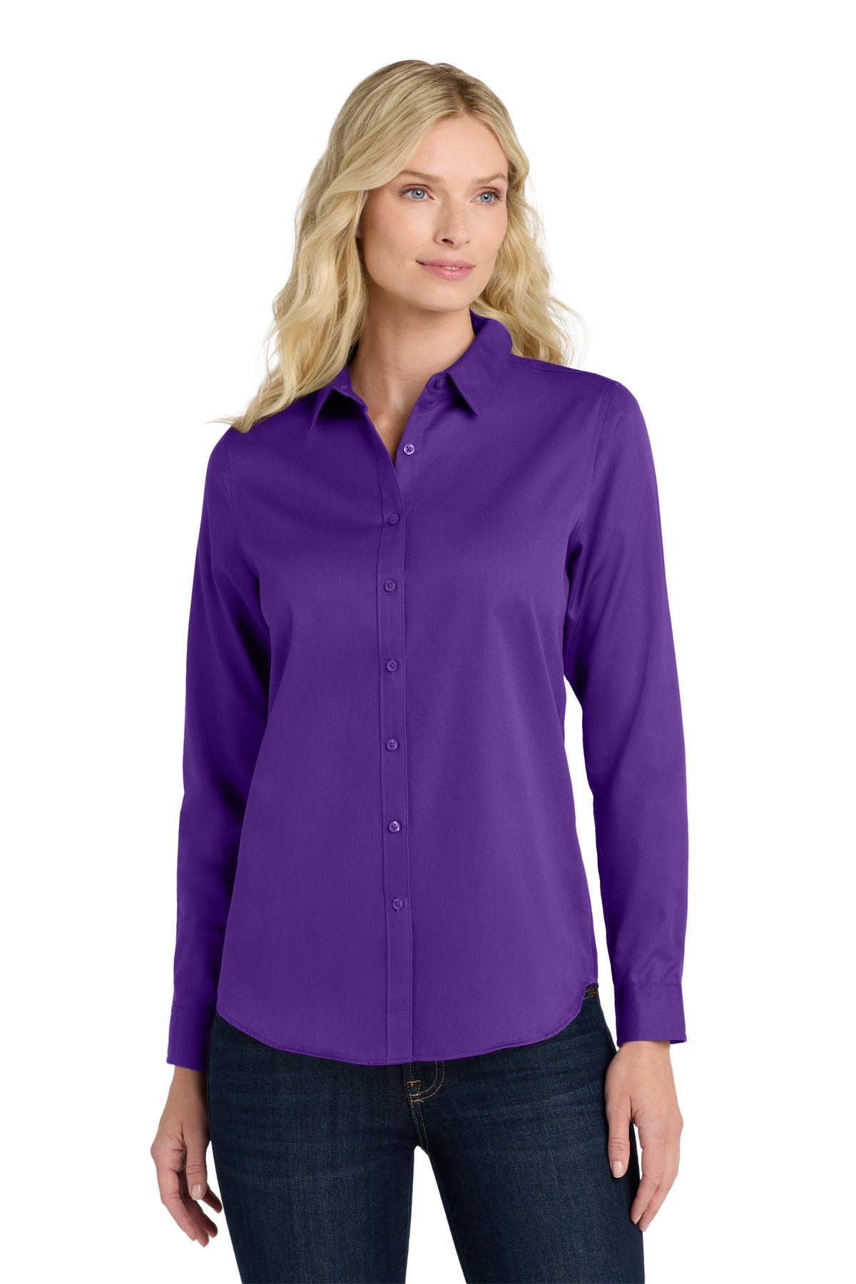 Port AuthorityÂ® Women's Long Sleeve SuperPro Reactâ„¢Twill Shirt. LW808