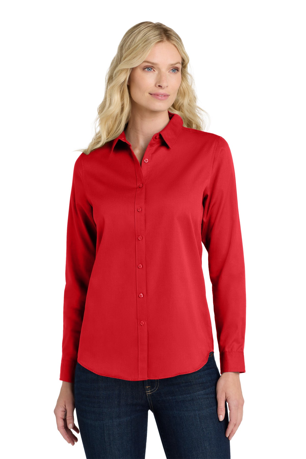 Port AuthorityÂ® Women's Long Sleeve SuperPro Reactâ„¢Twill Shirt. LW808