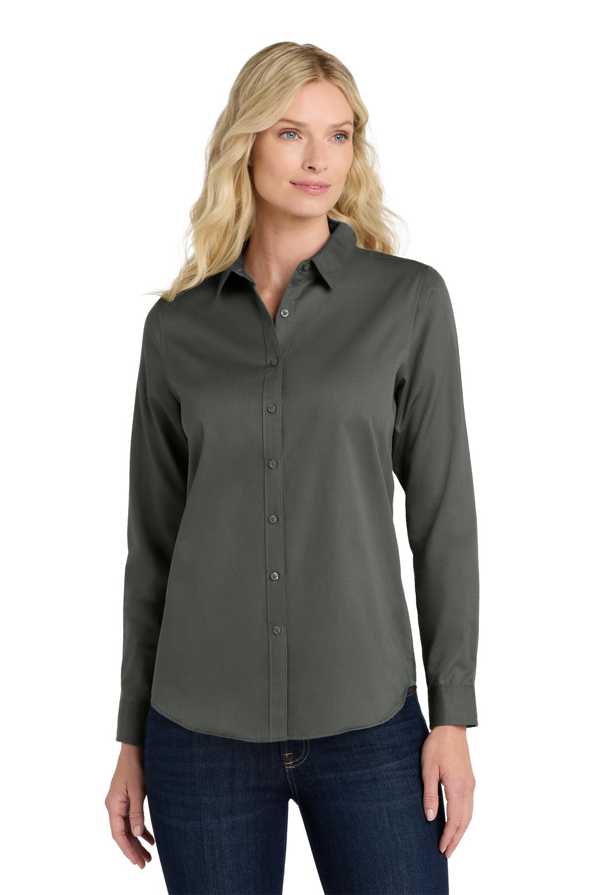 Port AuthorityÂ® Women's Long Sleeve SuperPro Reactâ„¢Twill Shirt. LW808