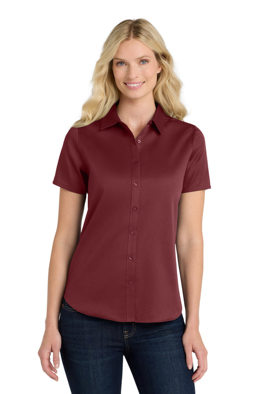 Port AuthorityÂ® Women's Short Sleeve SuperPro Reactâ„¢Twill Shirt. LW809