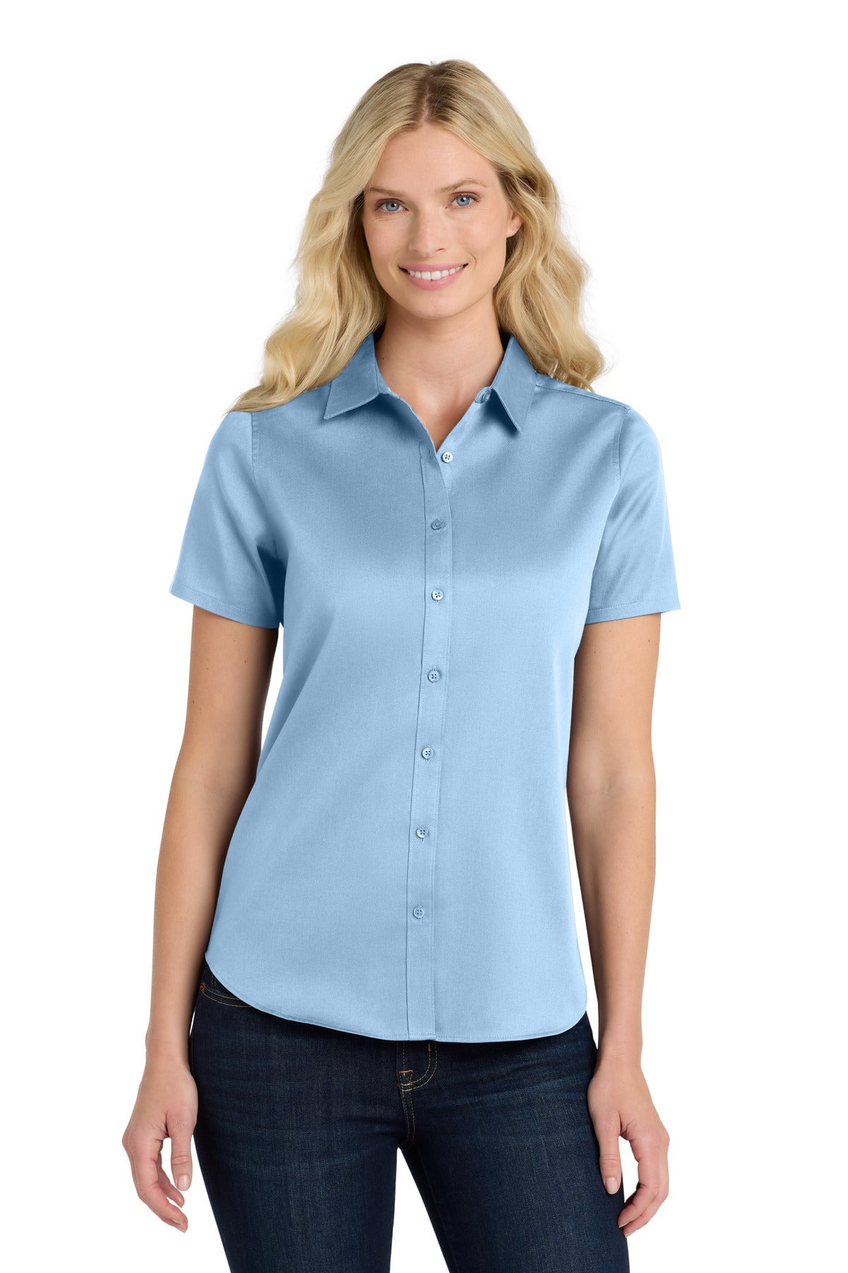 Port AuthorityÂ® Women's Short Sleeve SuperPro Reactâ„¢Twill Shirt. LW809