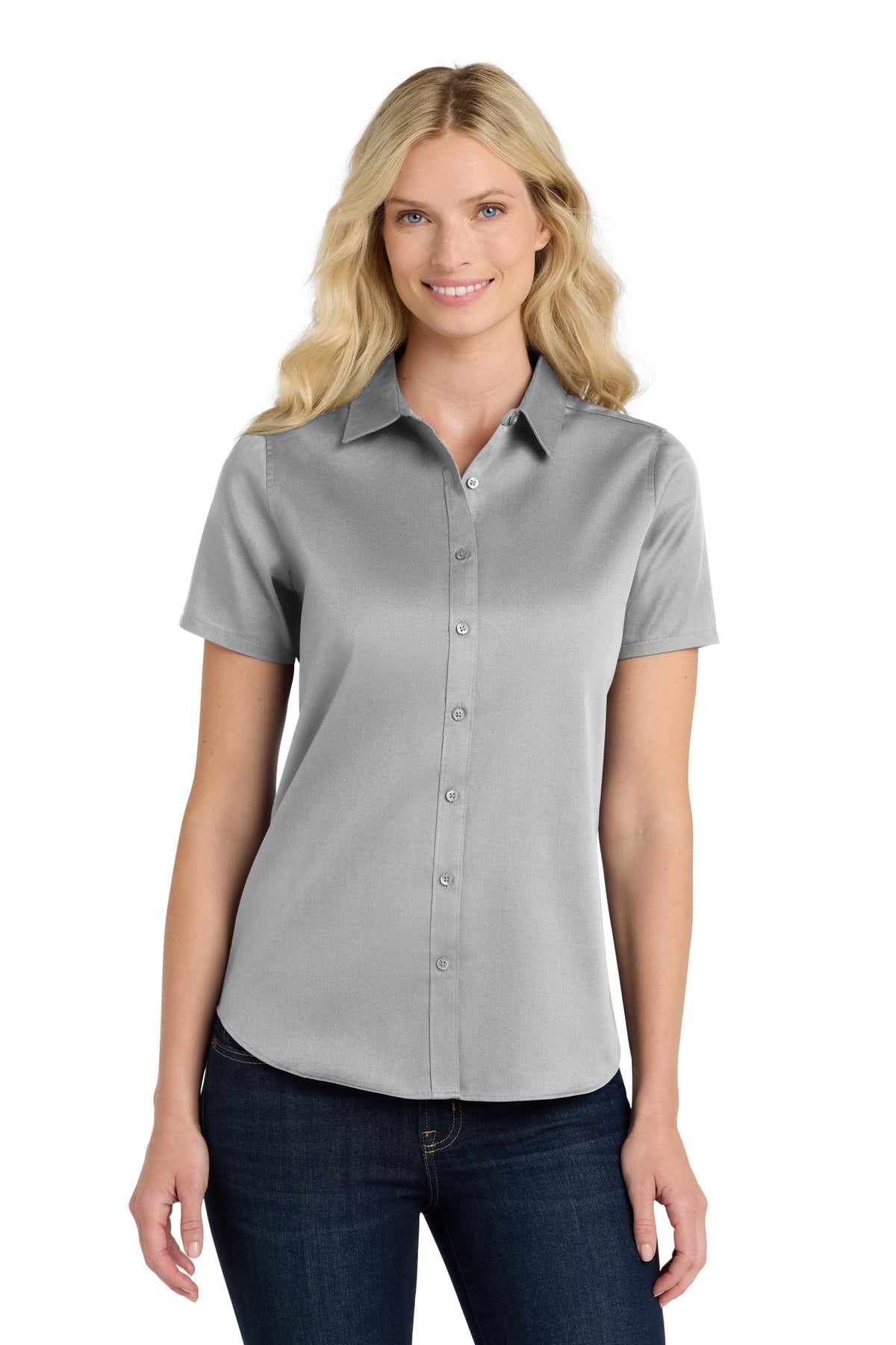 Port AuthorityÂ® Women's Short Sleeve SuperPro Reactâ„¢Twill Shirt. LW809