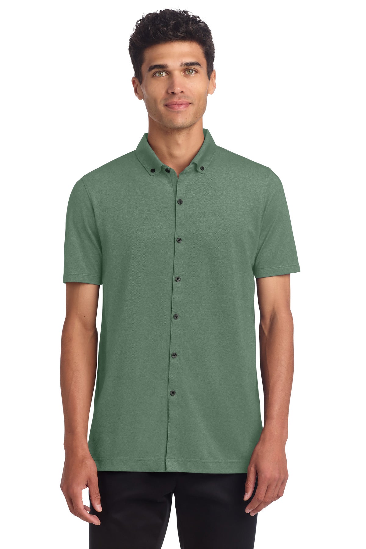 Mercer+MettleÂ® Stretch Pique Full-Button Polo MM1006