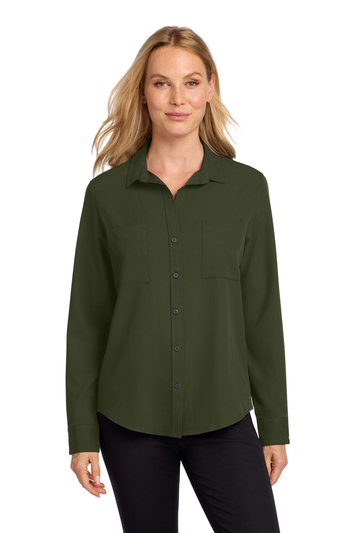 Mercer+MettleÂ® Women's Stretch Crepe Long Sleeve Camp MM2013