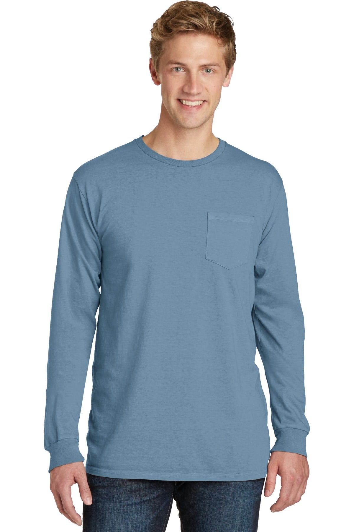 Port & Company? Beach Wash? Garment-Dyed Long Sleeve Pocket Tee  PC099LSP