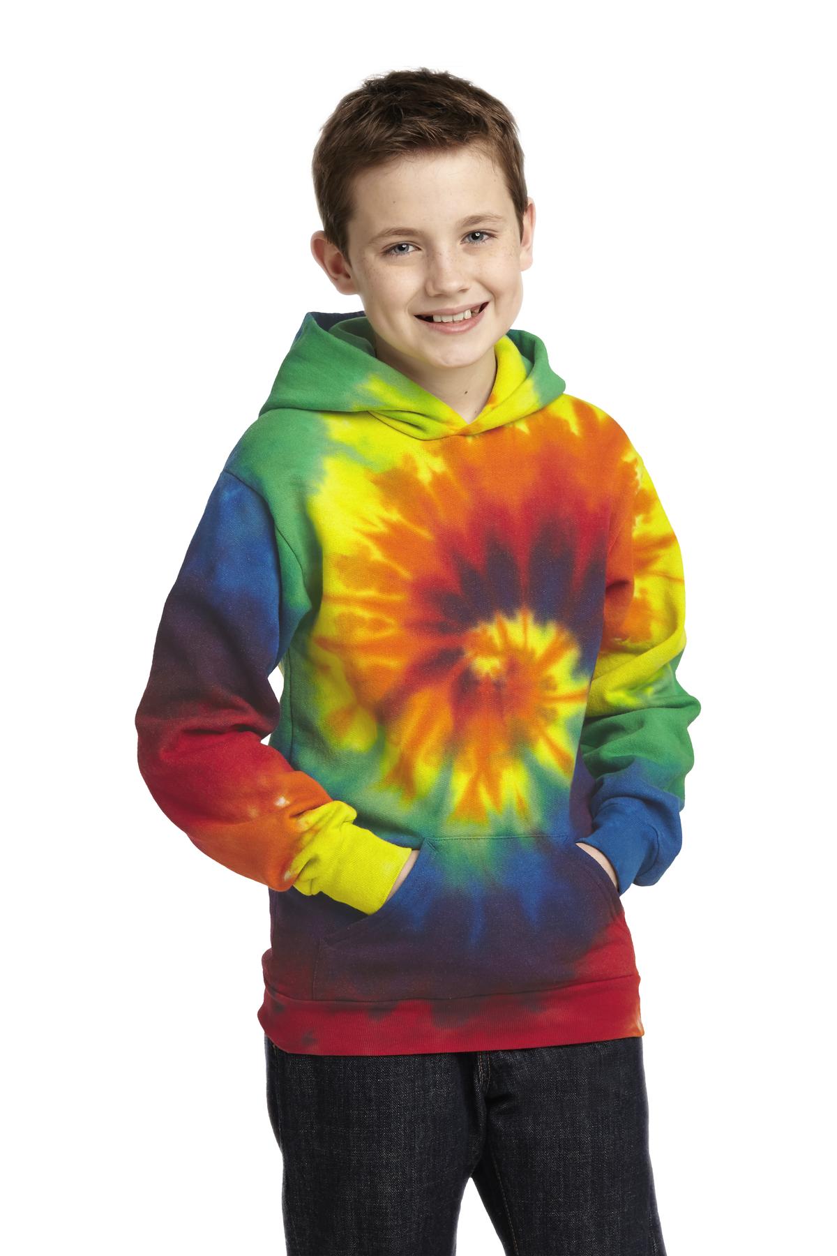 Port & Coâ„¢ Youth Tie-Dye Pullover Hooded Sweatshirt. PC146Y