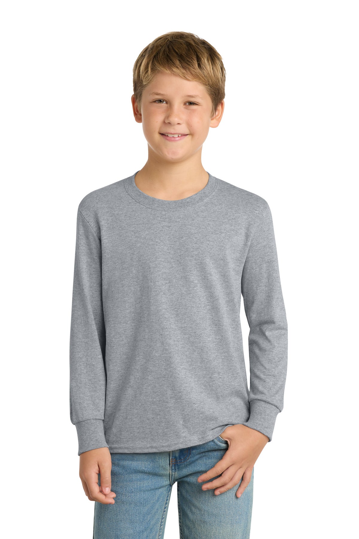 Port & Coƒ?› Youth Long Sleeve Core Cotton Tee. PC54YLS