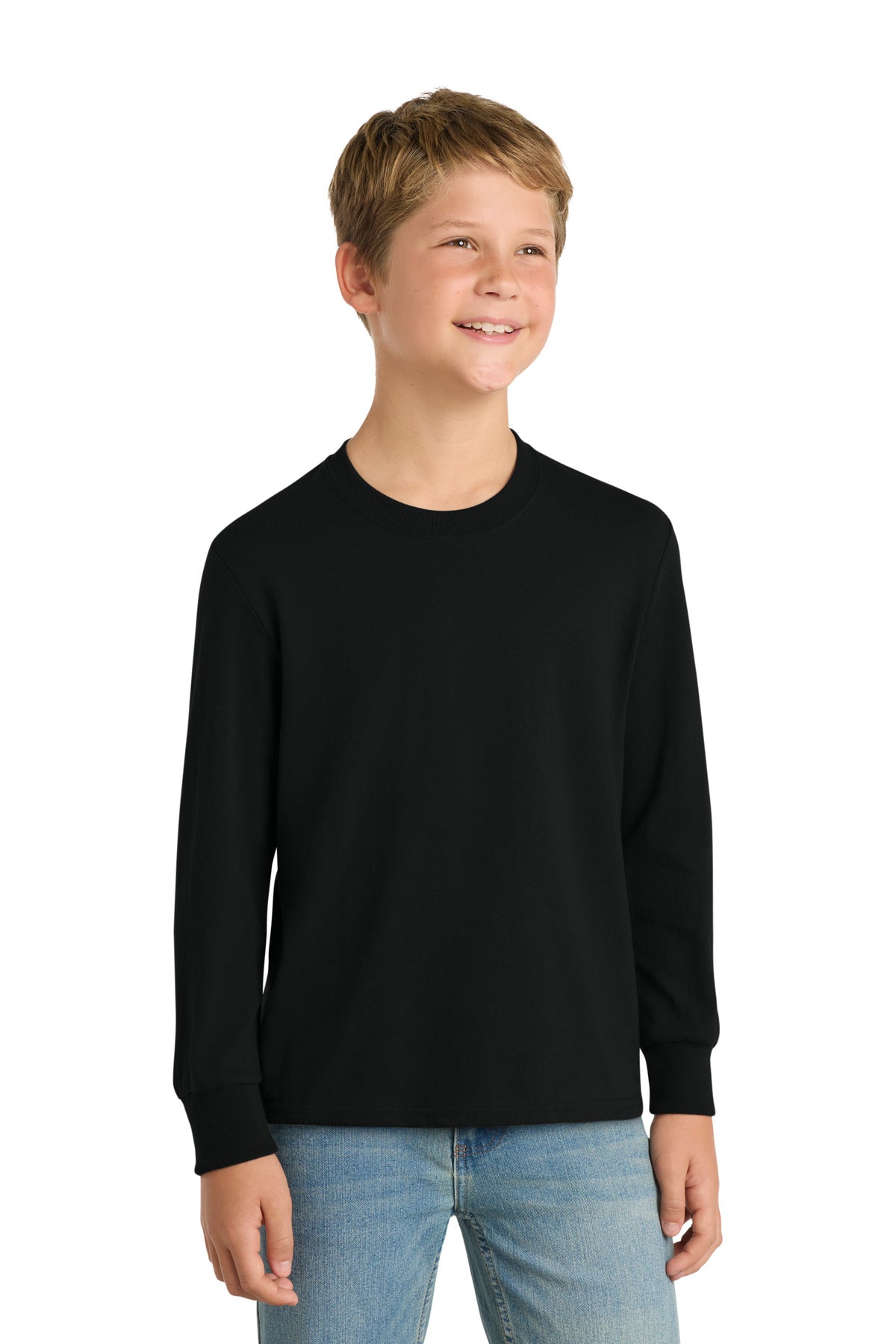 Port & Coâ„¢ Youth Long Sleeve Core Cotton Tee. PC54YLS