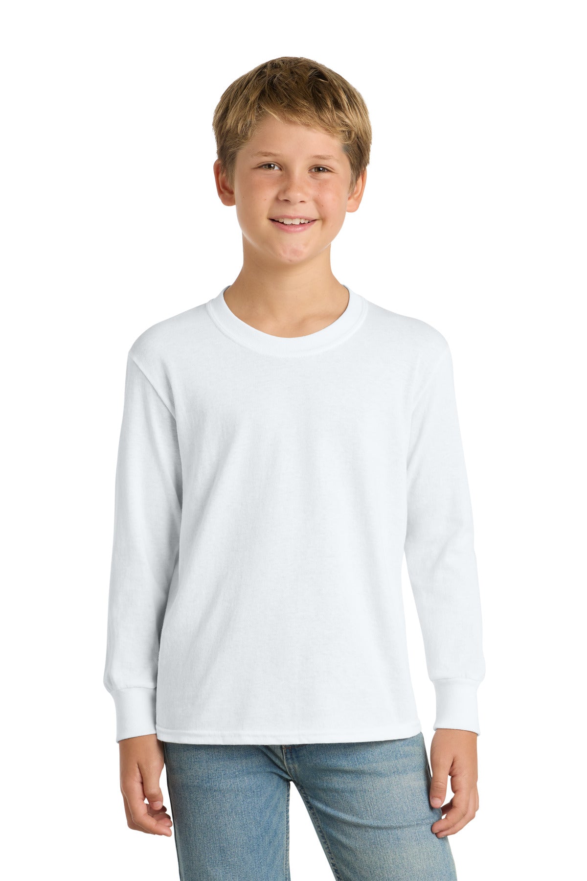 Port & Coâ„¢ Youth Long Sleeve Core Cotton Tee. PC54YLS