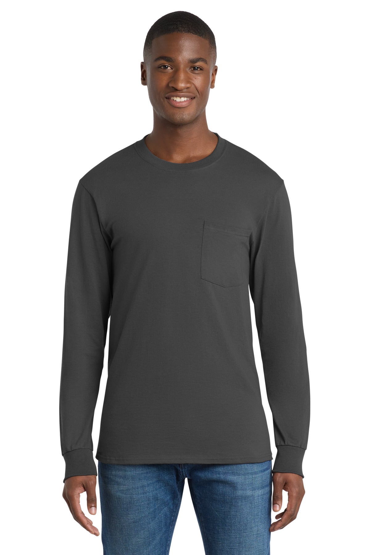 Port & Coâ„¢ Tall Long Sleeve Essential Pocket Tee. PC61LSPT
