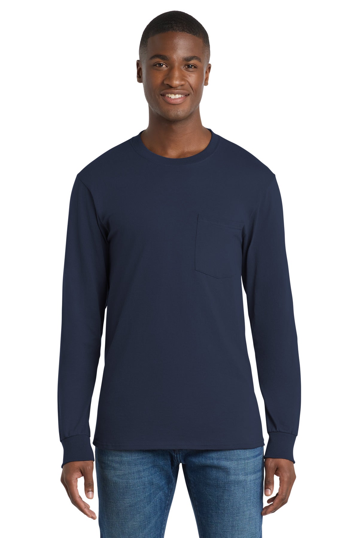 Port & Coâ„¢ Tall Long Sleeve Essential Pocket Tee. PC61LSPT