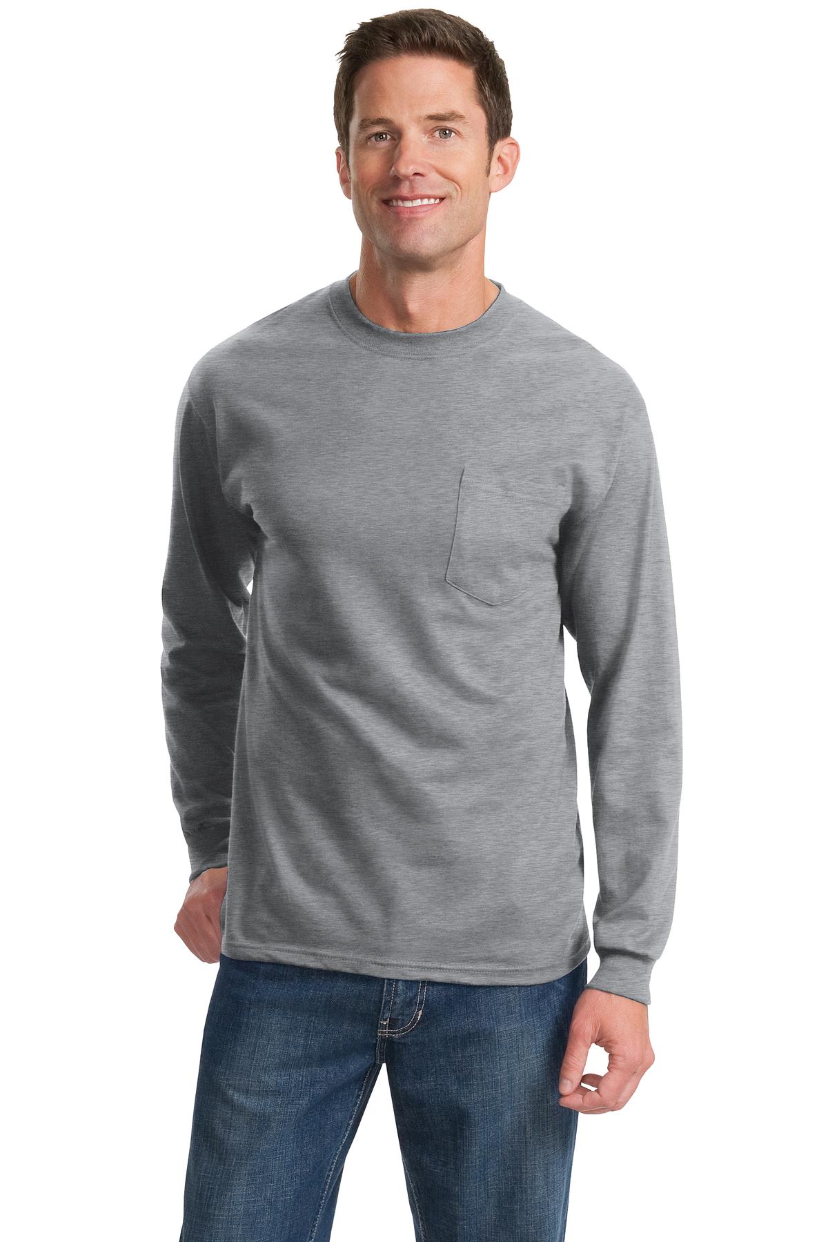 Port & Company? - Long Sleeve Essential Pocket Tee.  PC61LSP