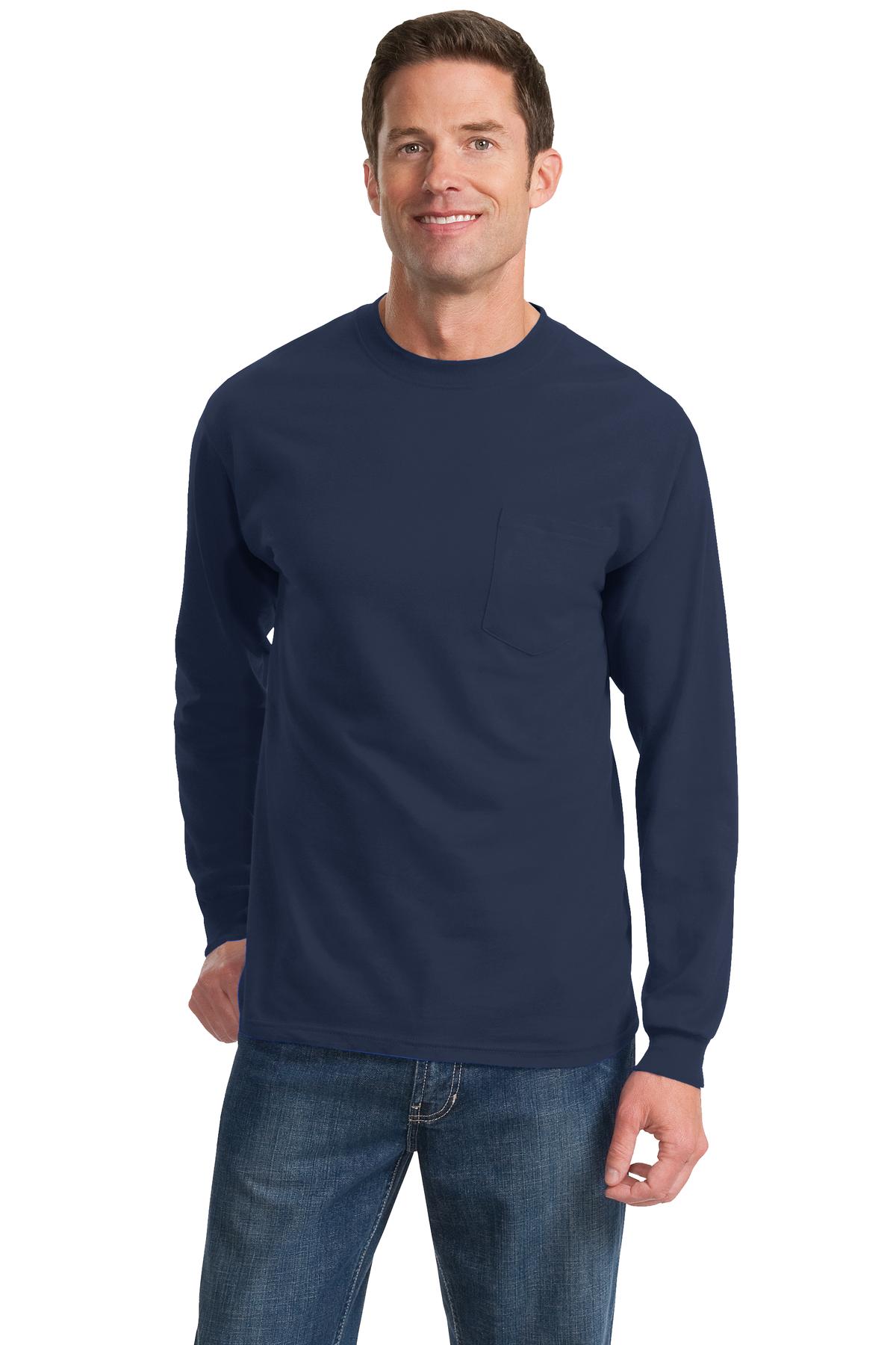 Port & Company? - Long Sleeve Essential Pocket Tee.  PC61LSP