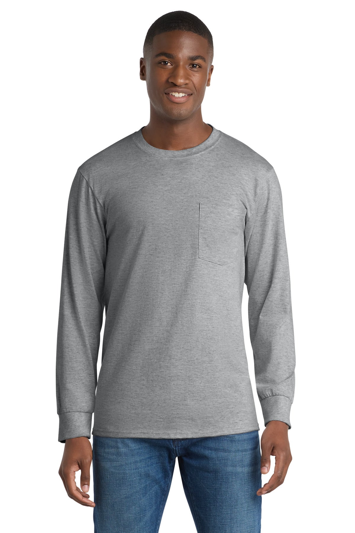 Port & Coâ„¢ Long Sleeve Essential Pocket Tee.  PC61LSP