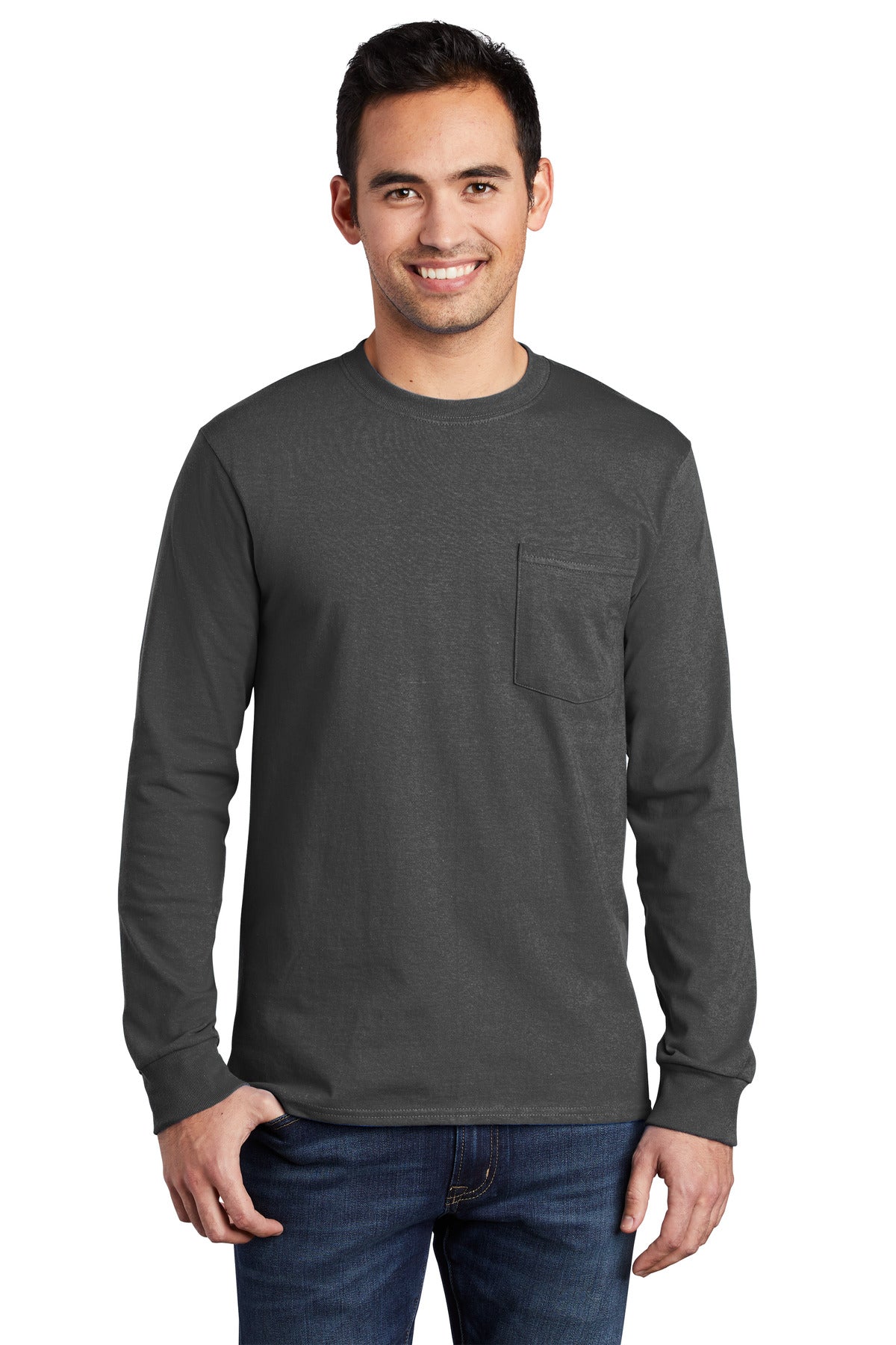 Port & Company? - Long Sleeve Essential Pocket Tee.  PC61LSP