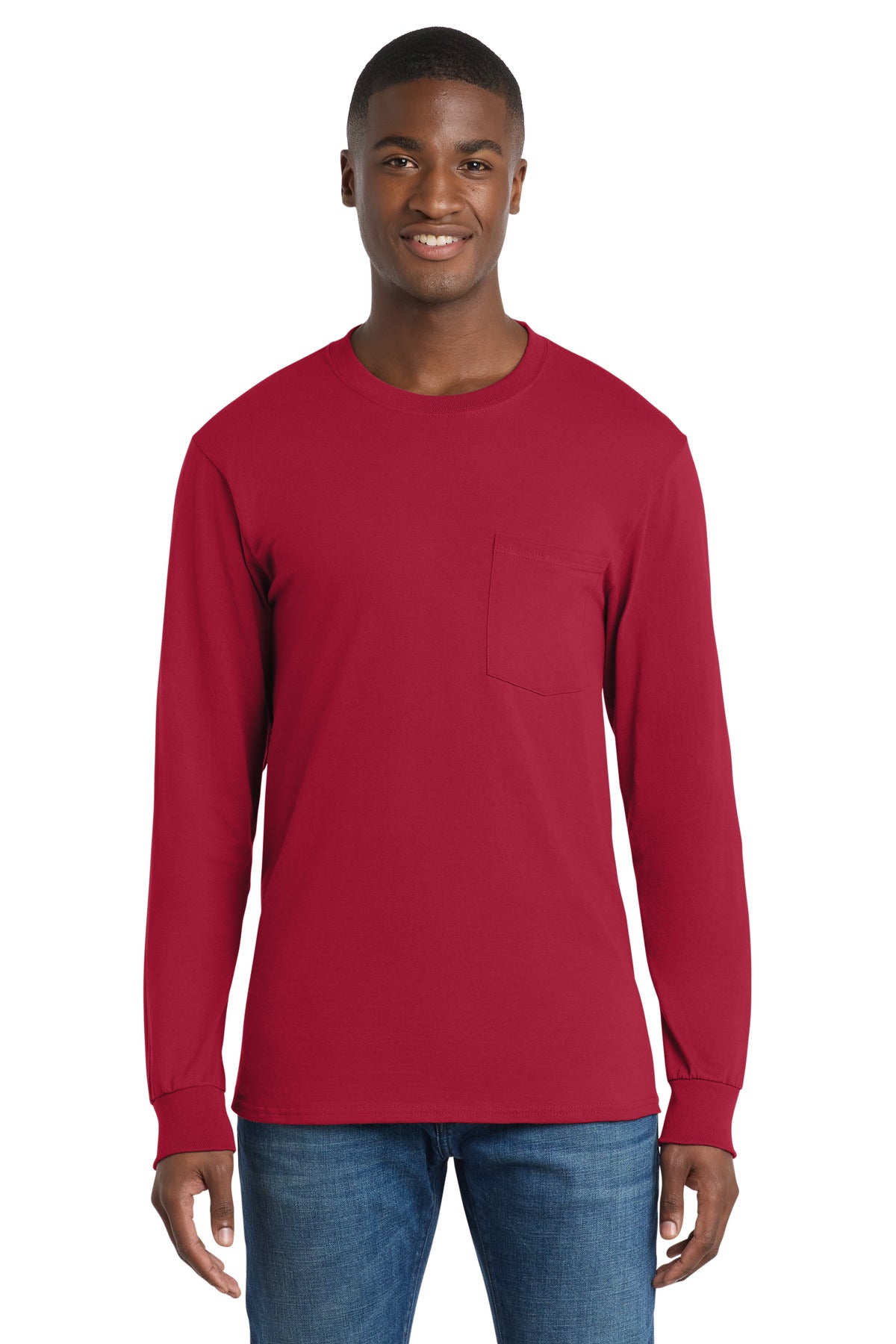 Port & Coâ„¢ Tall Long Sleeve Essential Pocket Tee. PC61LSPT