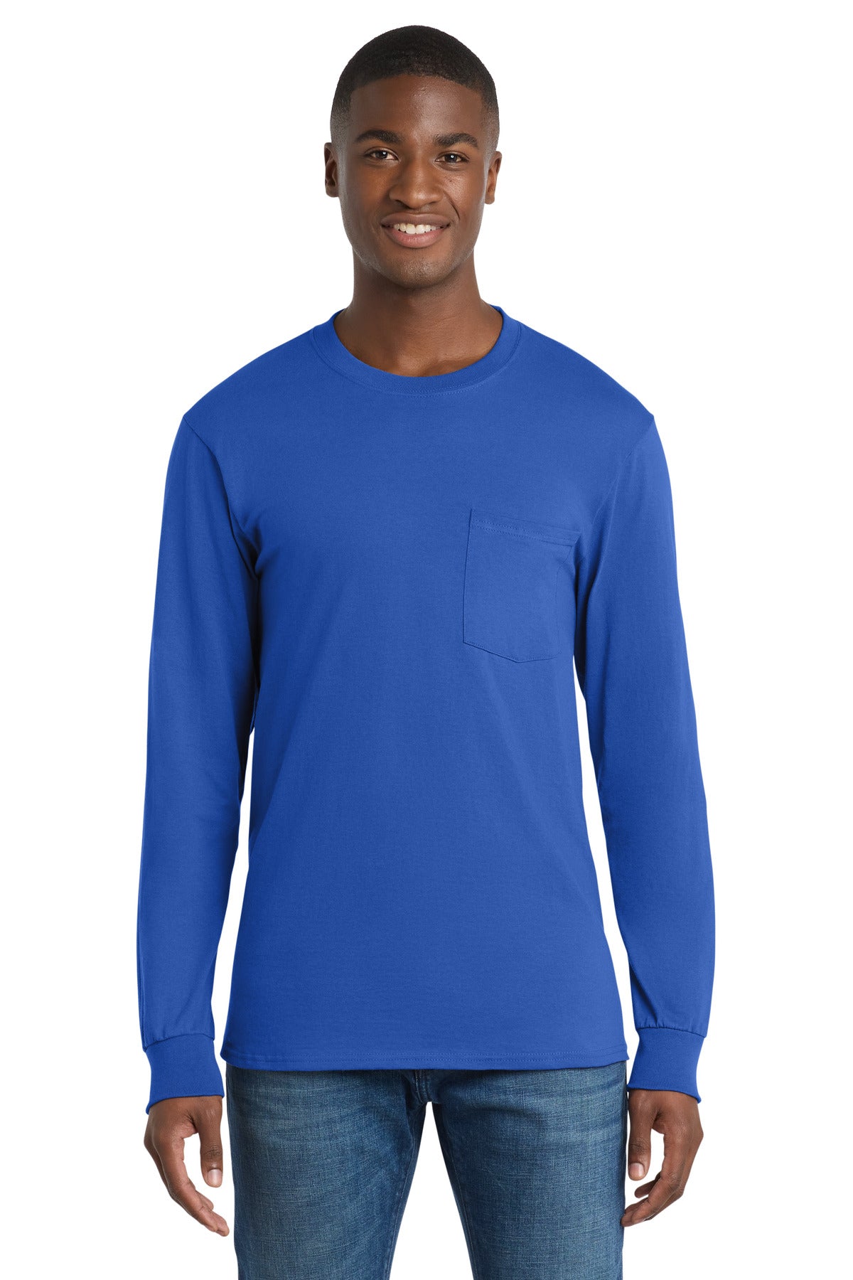 Port & Coâ„¢ Tall Long Sleeve Essential Pocket Tee. PC61LSPT