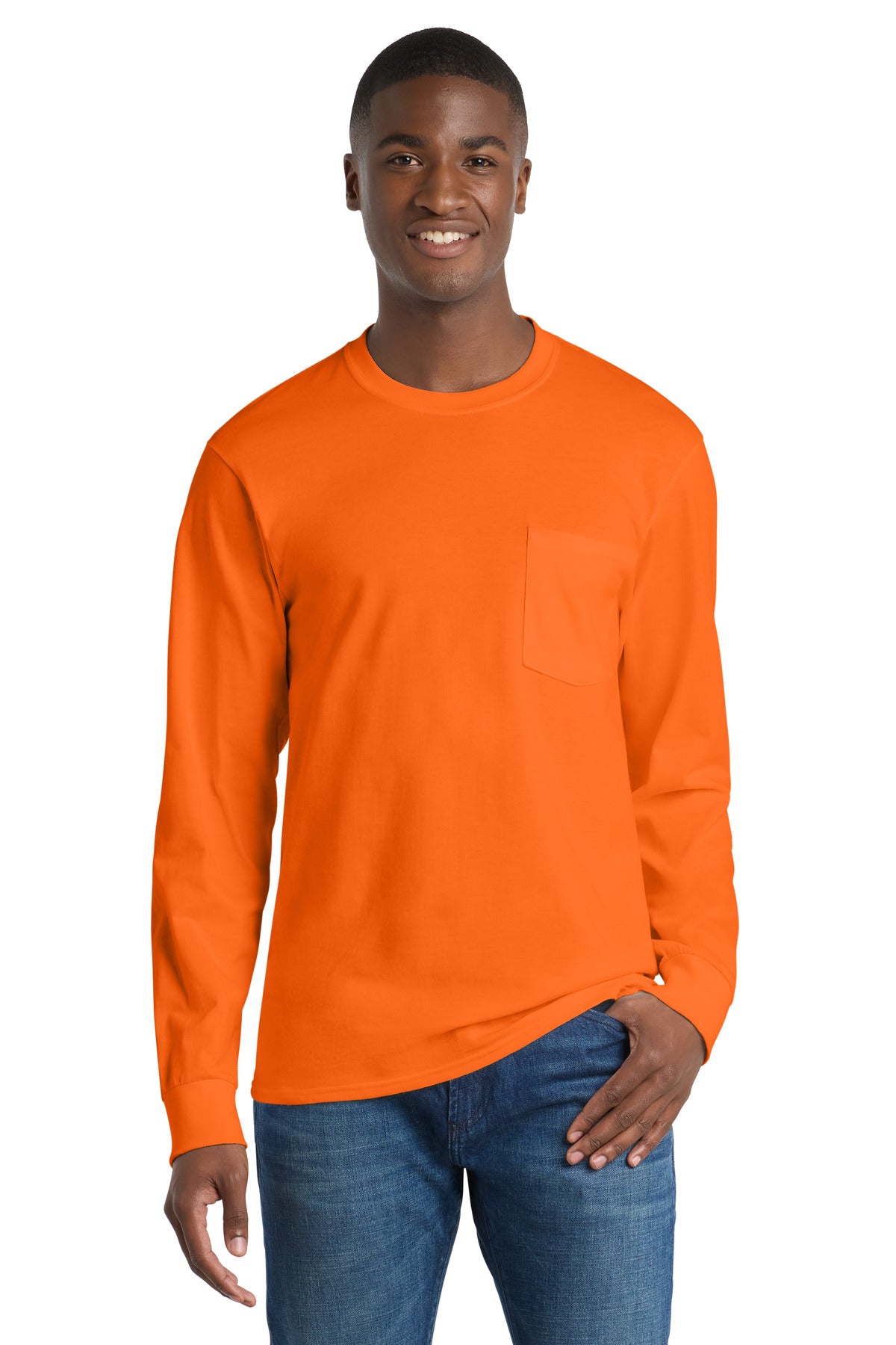Port & Coâ„¢ Long Sleeve Essential Pocket Tee.  PC61LSP