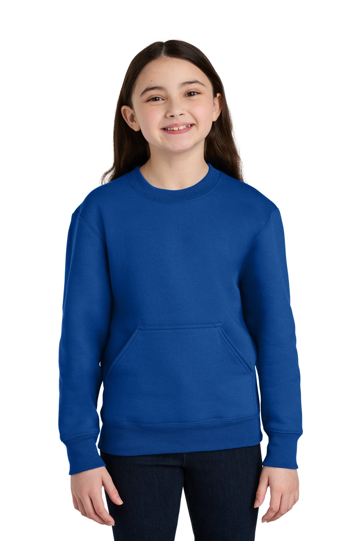 Port & Coƒ?› Youth Core Fleece Crewneck Pocket Sweatshirt PC78YPKT