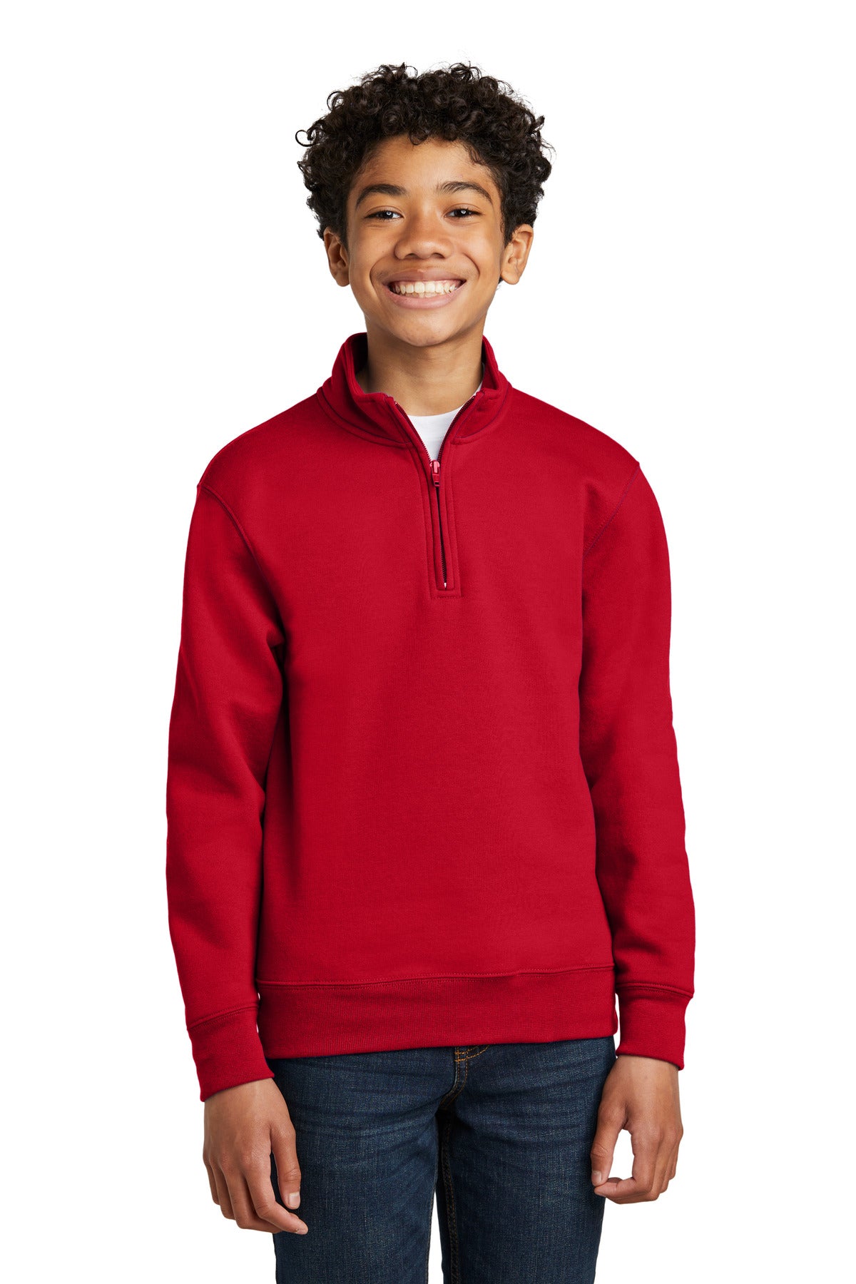 Port & Coƒ?› Youth Core Fleece 1/4-Zip Pullover Sweatshirt PC78YQ