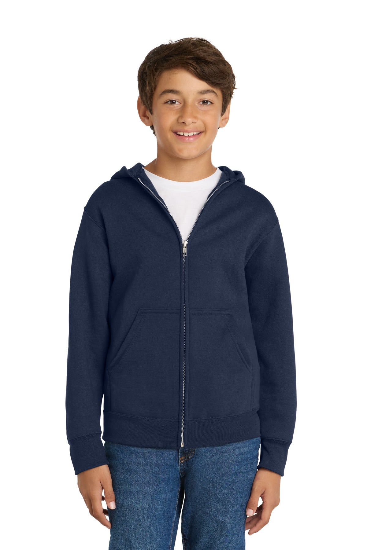 Port & Coƒ?› Youth Core Fleece Full-Zip Hooded Sweatshirt.  PC90YZH