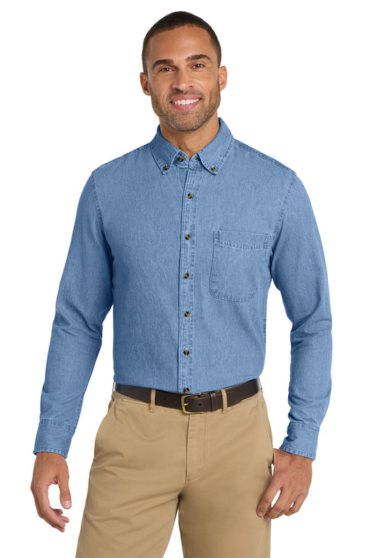 Port & Coƒ?› Long Sleeve Value Denim Shirt. SP10