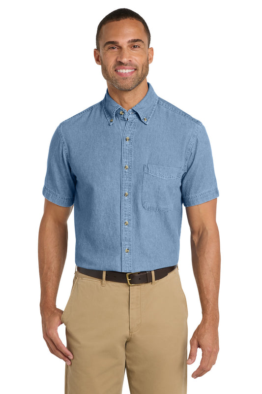 Port & Coƒ?› Short Sleeve Value Denim Shirt. SP11