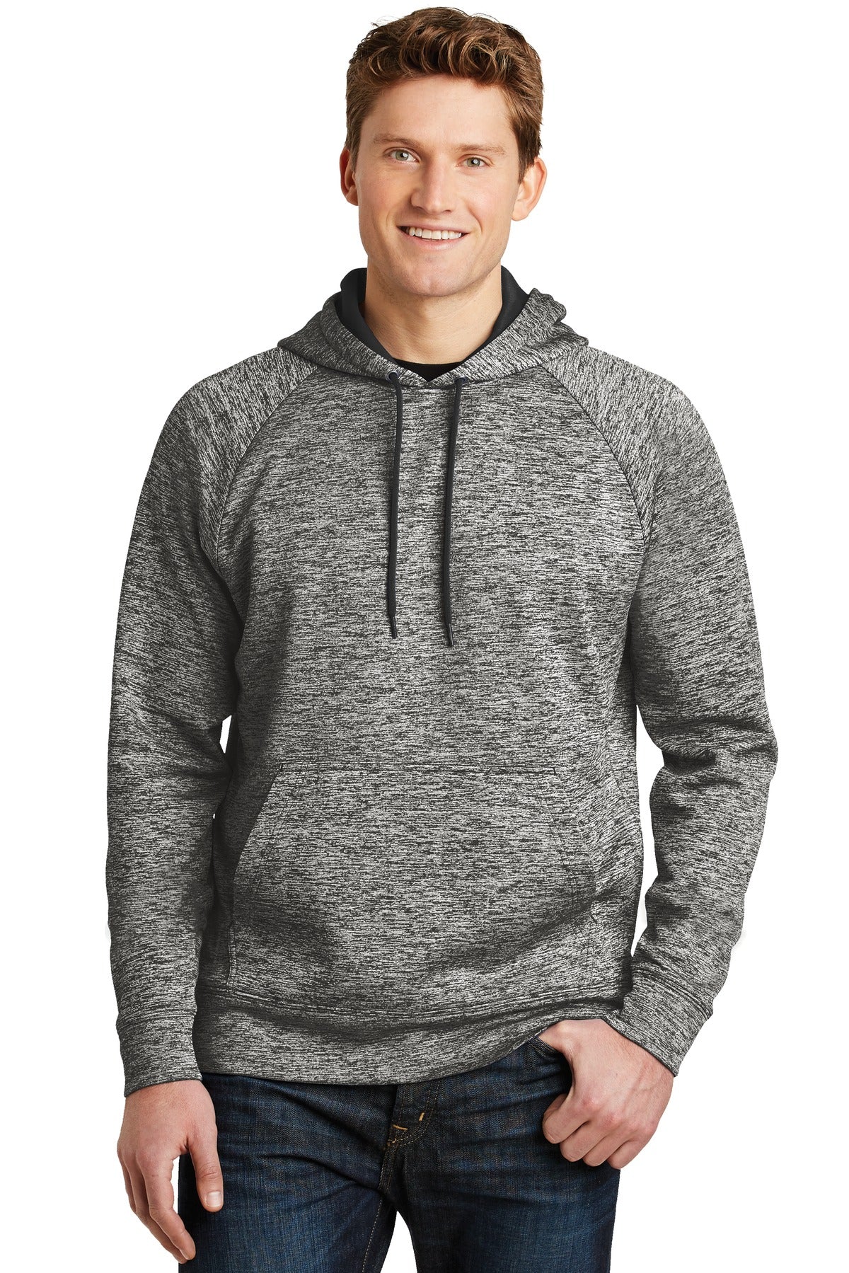 Sport-TekÂ® PosiChargeÂ® Electric Heather Fleece Hooded Pullover. ST225