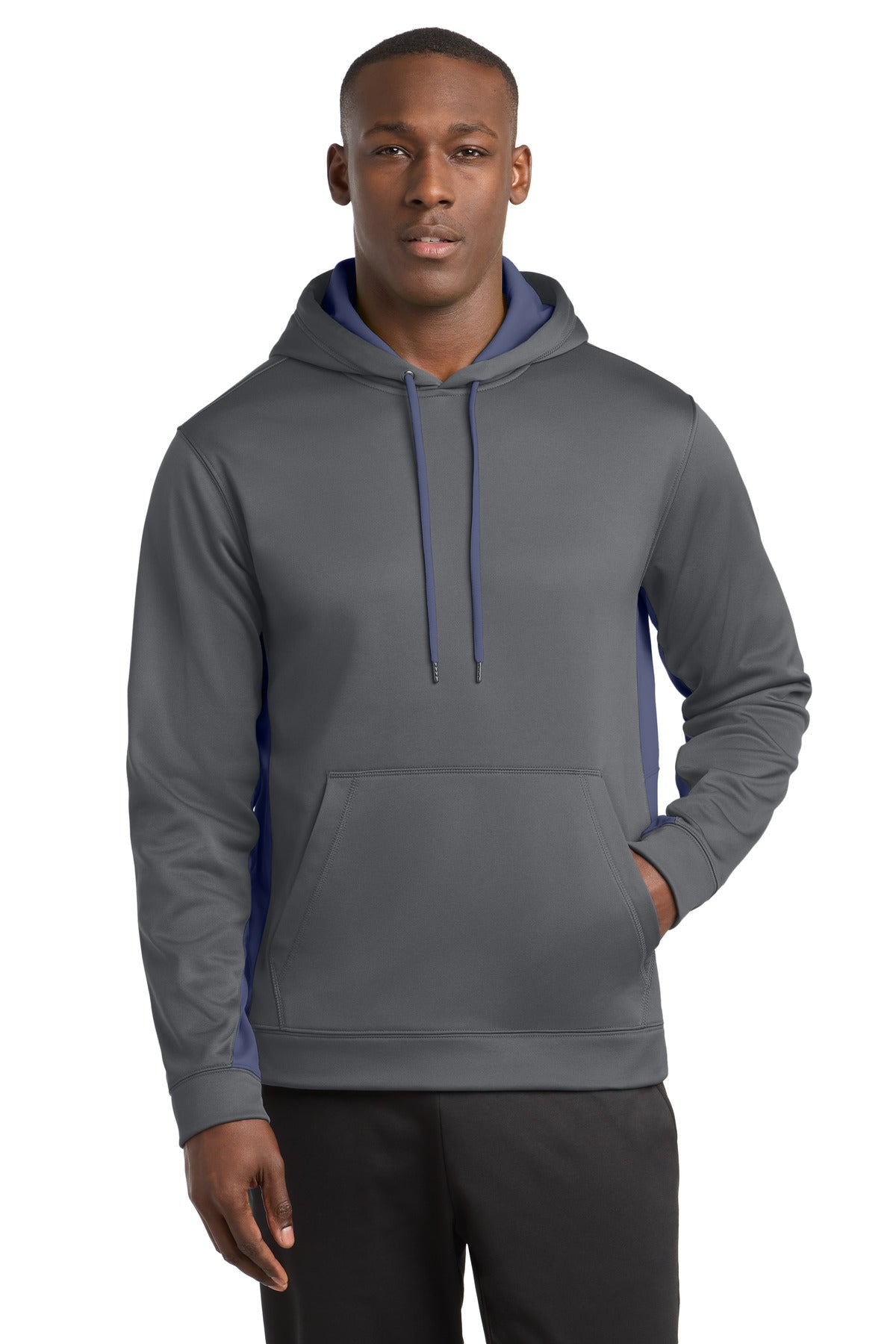 Sport-TekÂ® Sport-WickÂ® Fleece Colorblock Hooded Pullover. ST235