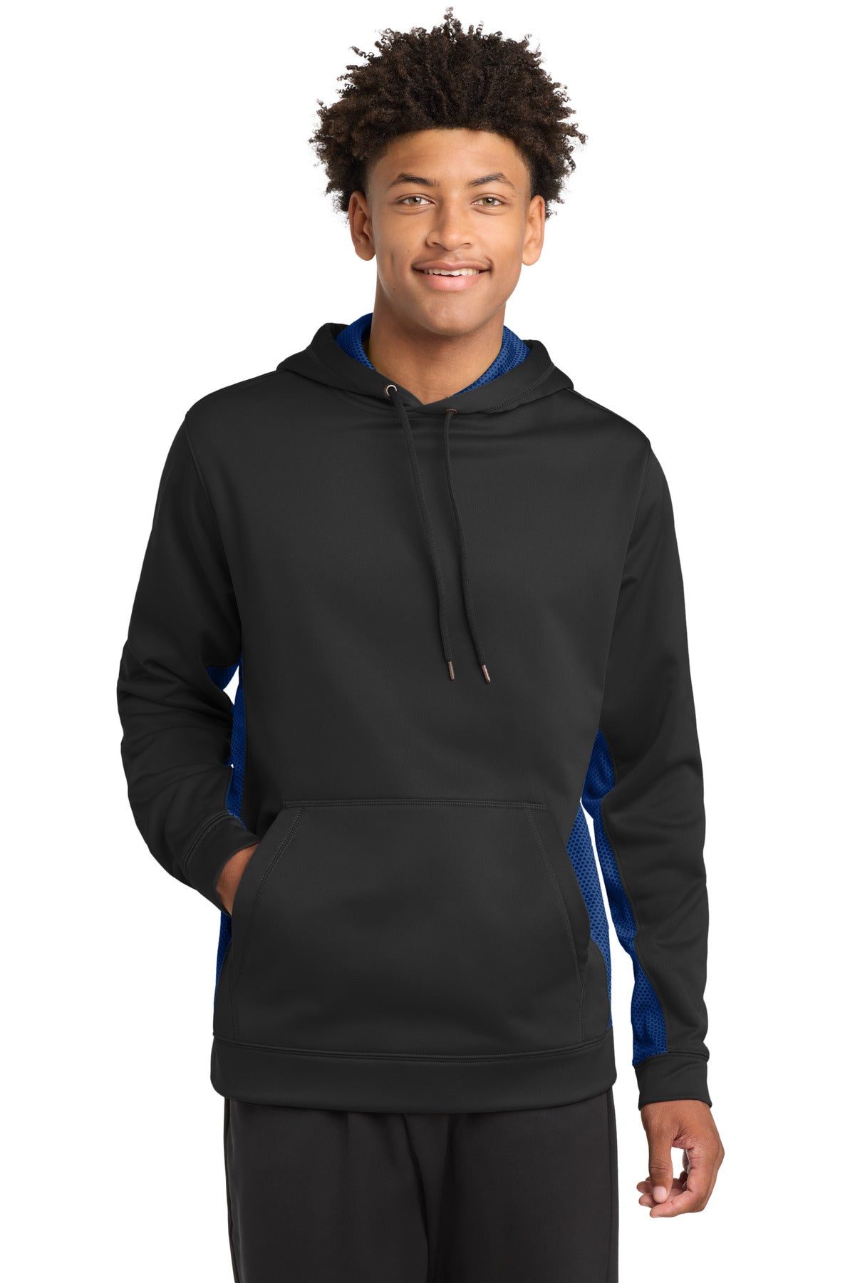 Sport-TekÂ® Sport-WickÂ® CamoHex Fleece Colorblock Hooded Pullover. ST239