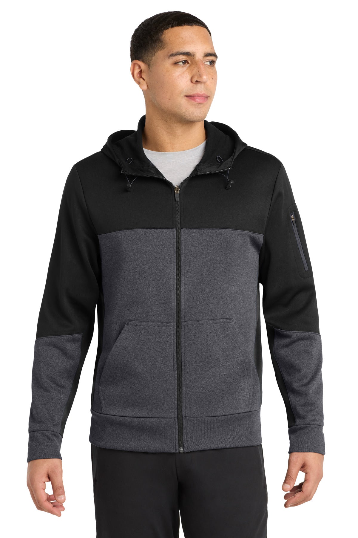 Sport-Tek?? Tech Fleece Colorblock Full-Zip Hooded Jacket. ST245