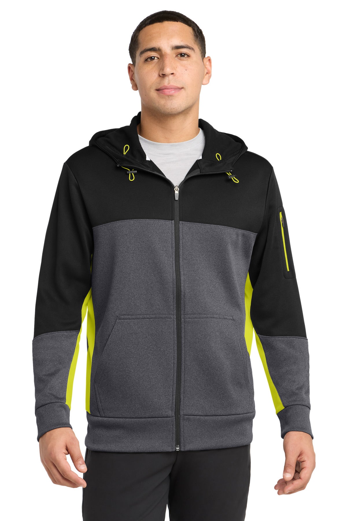 Sport-Tek?? Tech Fleece Colorblock Full-Zip Hooded Jacket. ST245