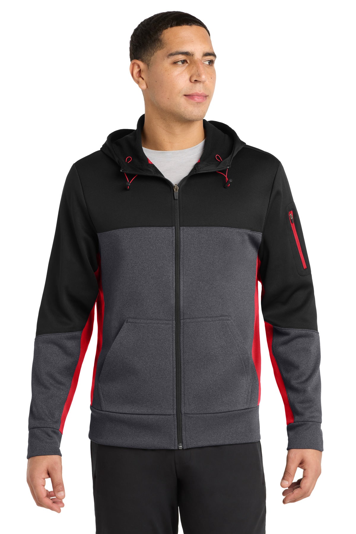 Sport-Tek?? Tech Fleece Colorblock Full-Zip Hooded Jacket. ST245