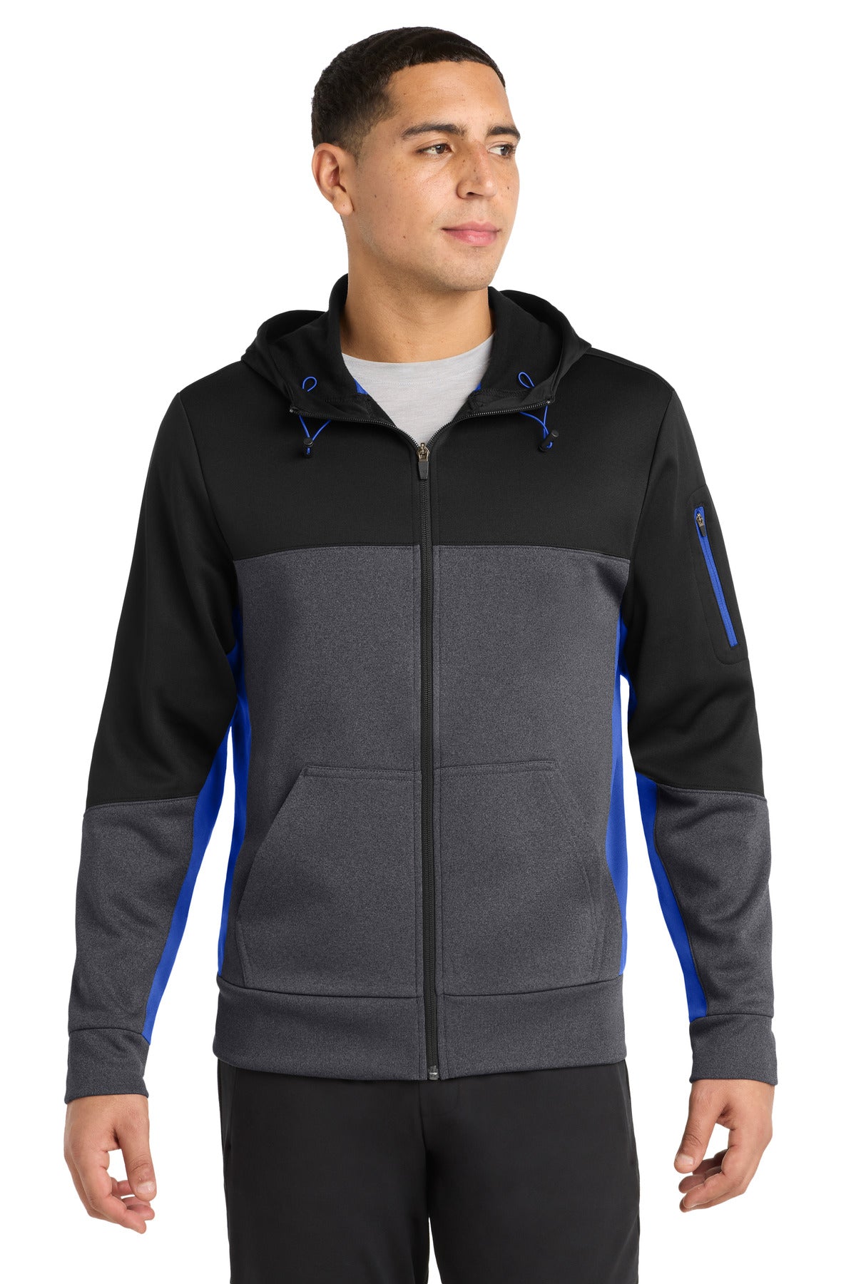 Sport-Tek?? Tech Fleece Colorblock Full-Zip Hooded Jacket. ST245