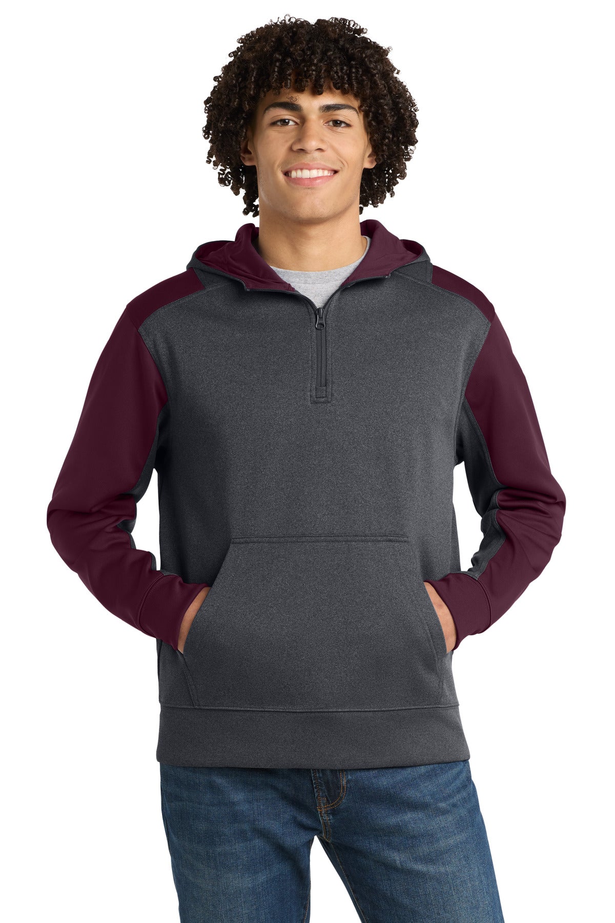 Sport-Tek??  Tech Fleece Colorblock 1/4-Zip Hooded Sweatshirt. ST249