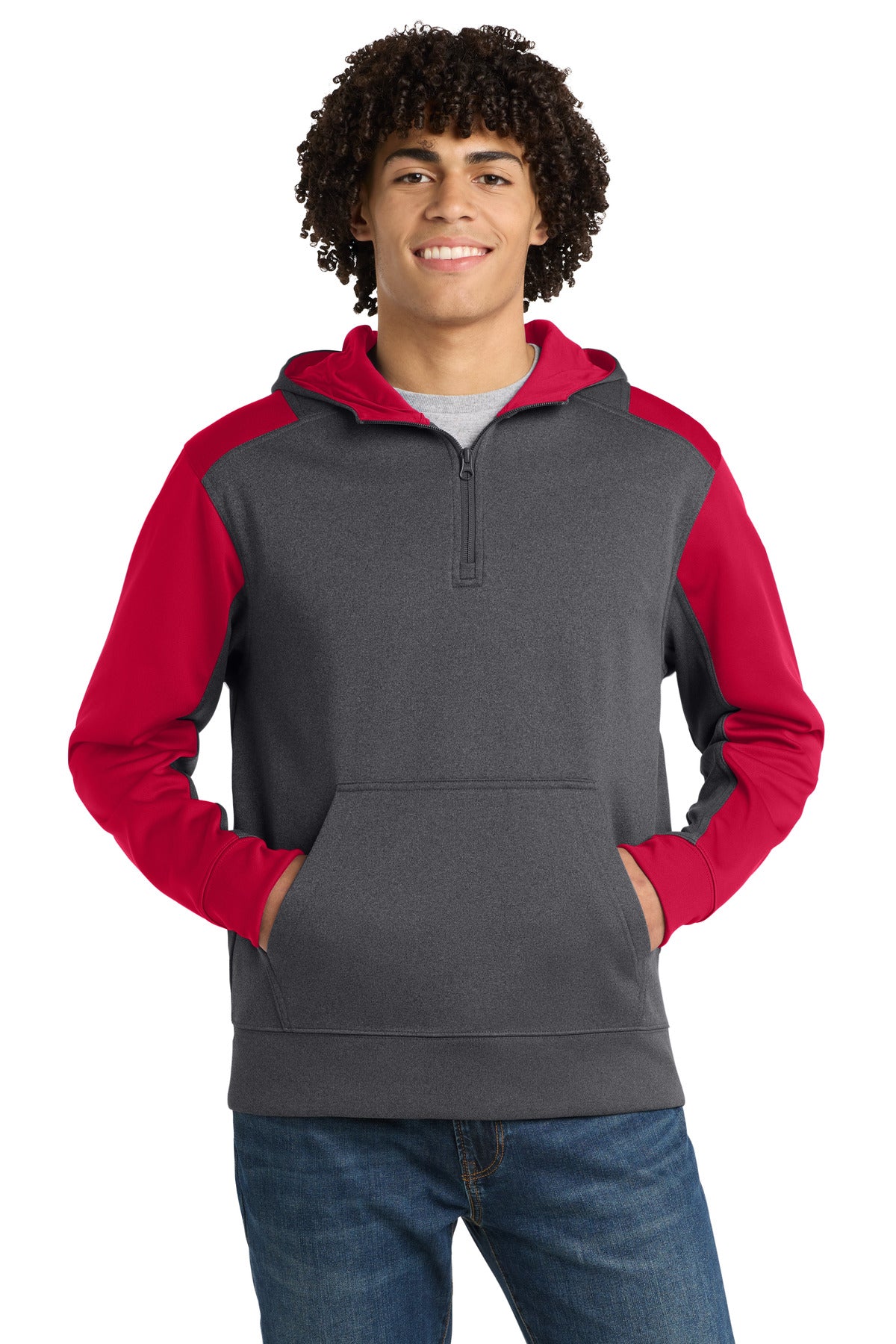 Sport-Tek??  Tech Fleece Colorblock 1/4-Zip Hooded Sweatshirt. ST249