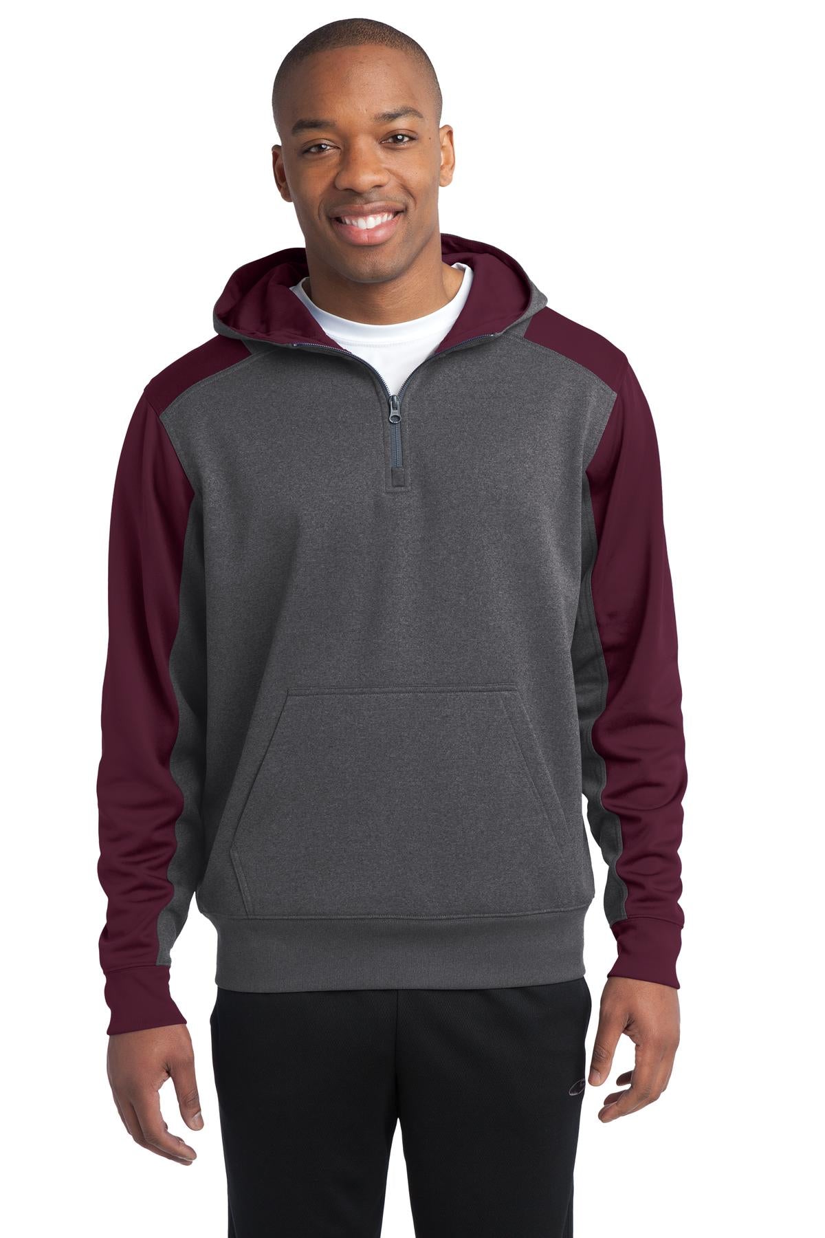 Sport-TekÂ®  Tech Fleece Colorblock 1/4-Zip Hooded Sweatshirt. ST249
