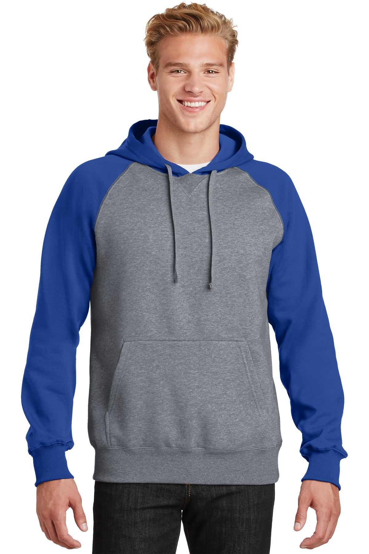 Sport-TekÂ® Raglan Colorblock Pullover Hooded Sweatshirt. ST267