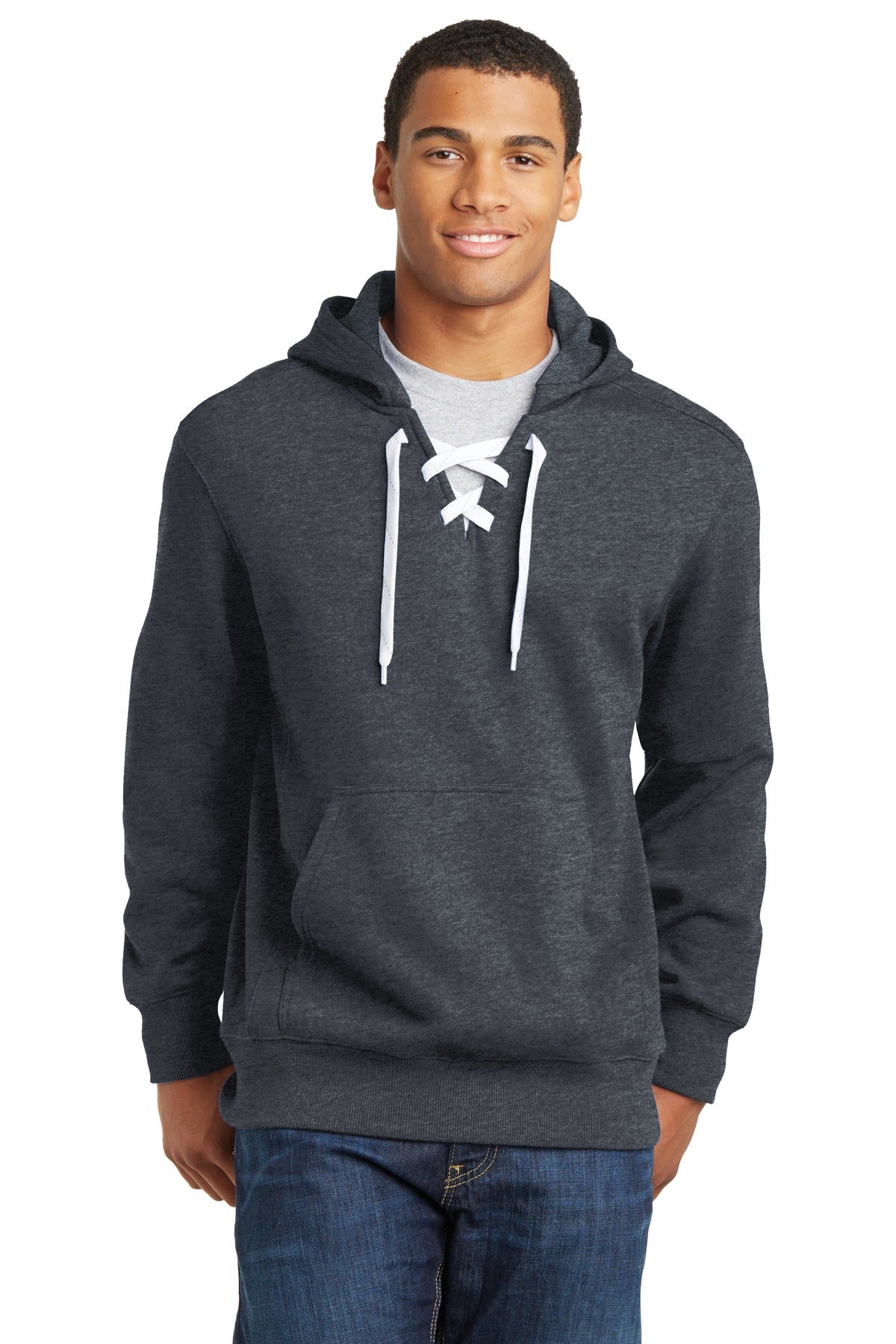 Sport-TekÂ® Lace Up Pullover Hooded Sweatshirt. ST271