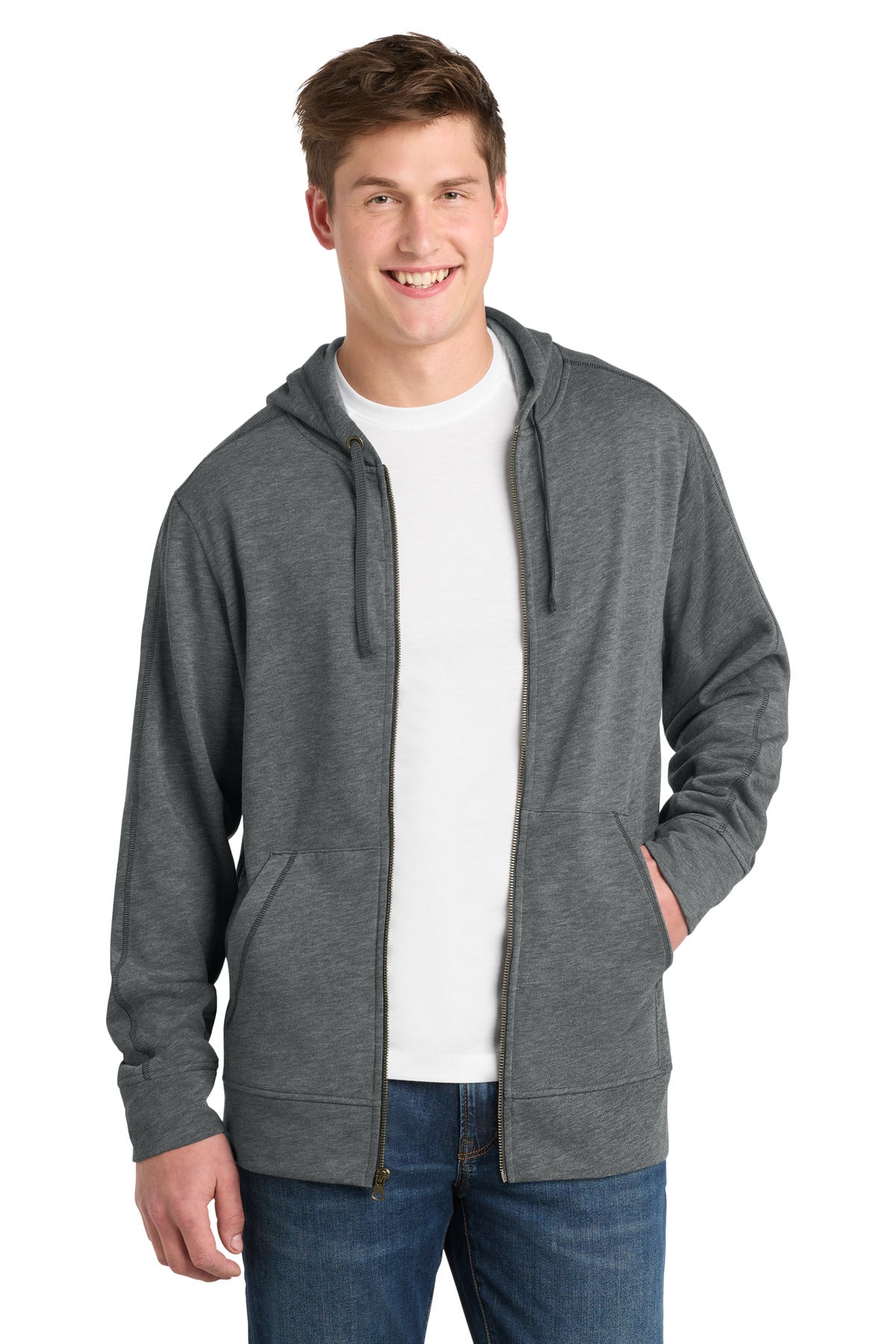 Sport-Tek Â® PosiCharge Â® Tri-Blend Wicking Fleece Full-Zip Hooded Jacket ST293