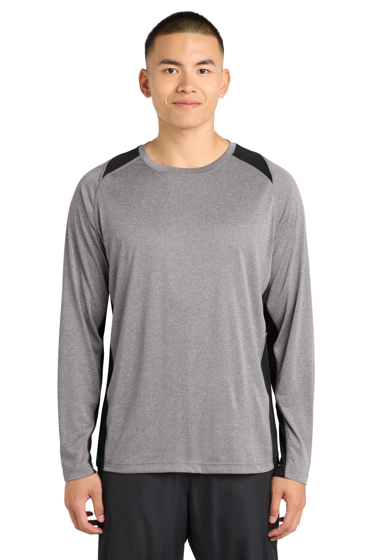 Sport-Tek?? Long Sleeve Heather Colorblock Contenderƒ?› Tee. ST361LS
