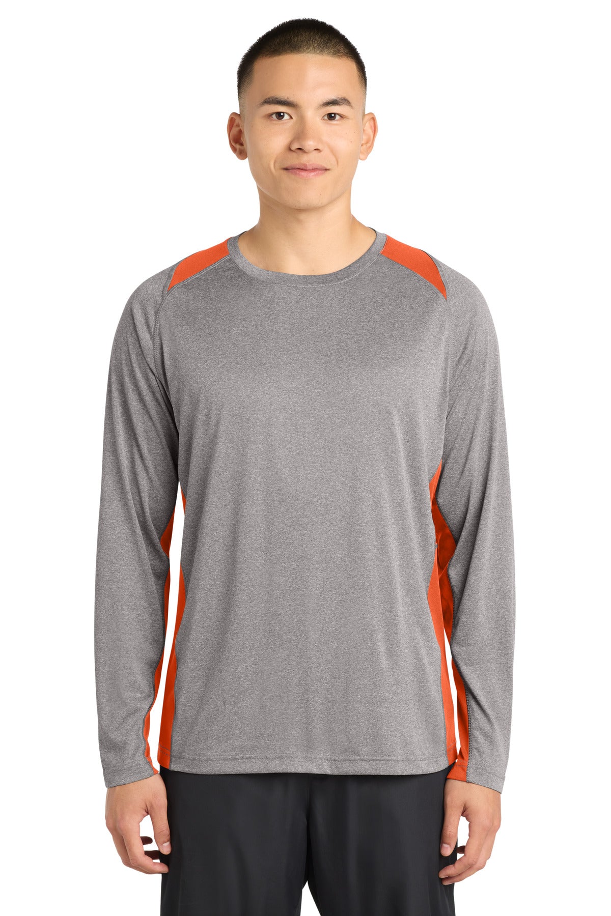Sport-Tek?? Long Sleeve Heather Colorblock Contenderƒ?› Tee. ST361LS