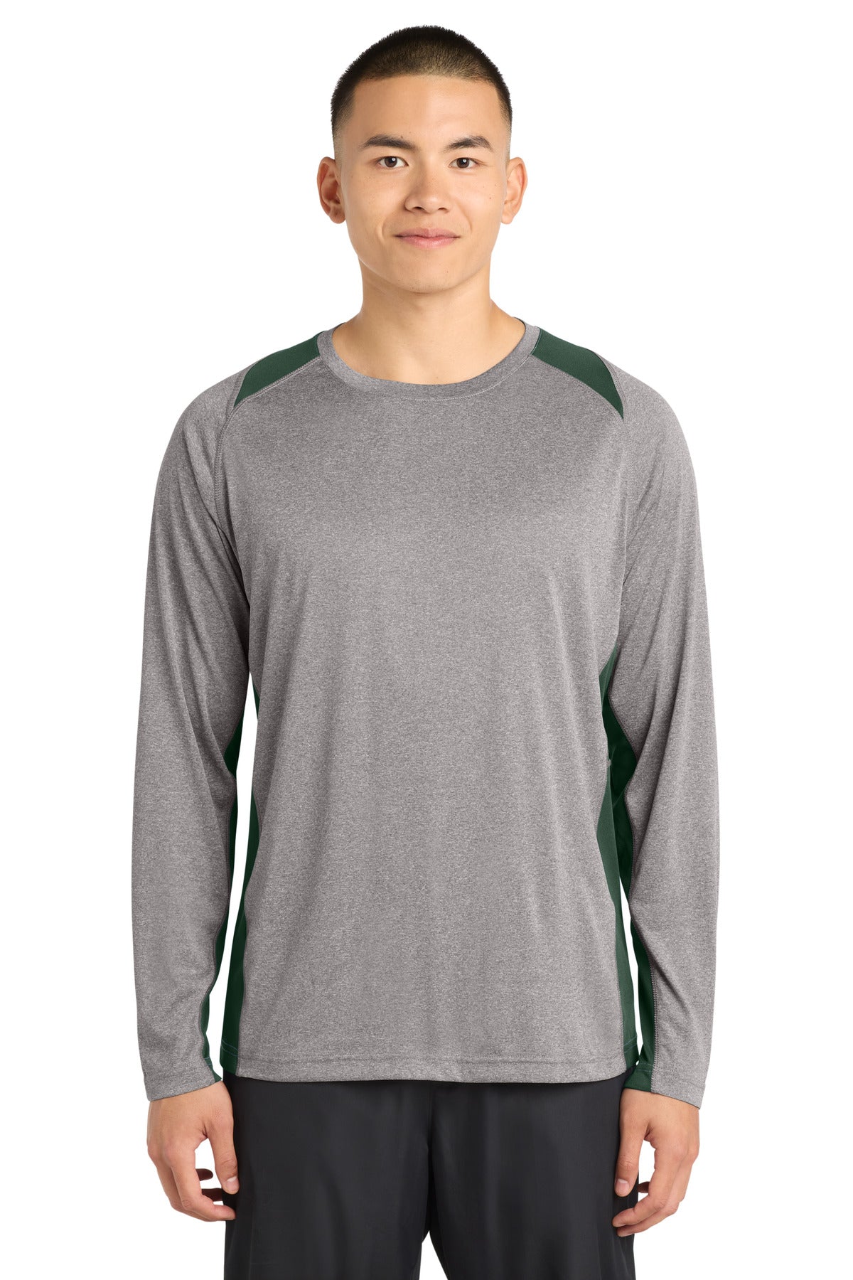 Sport-Tek?? Long Sleeve Heather Colorblock Contenderƒ?› Tee. ST361LS
