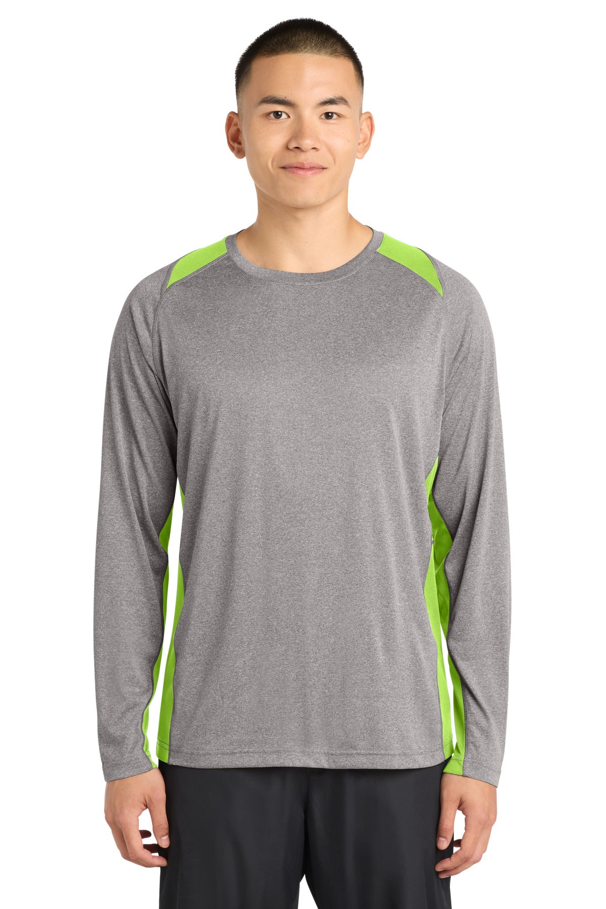 Sport-Tek?? Long Sleeve Heather Colorblock Contenderƒ?› Tee. ST361LS