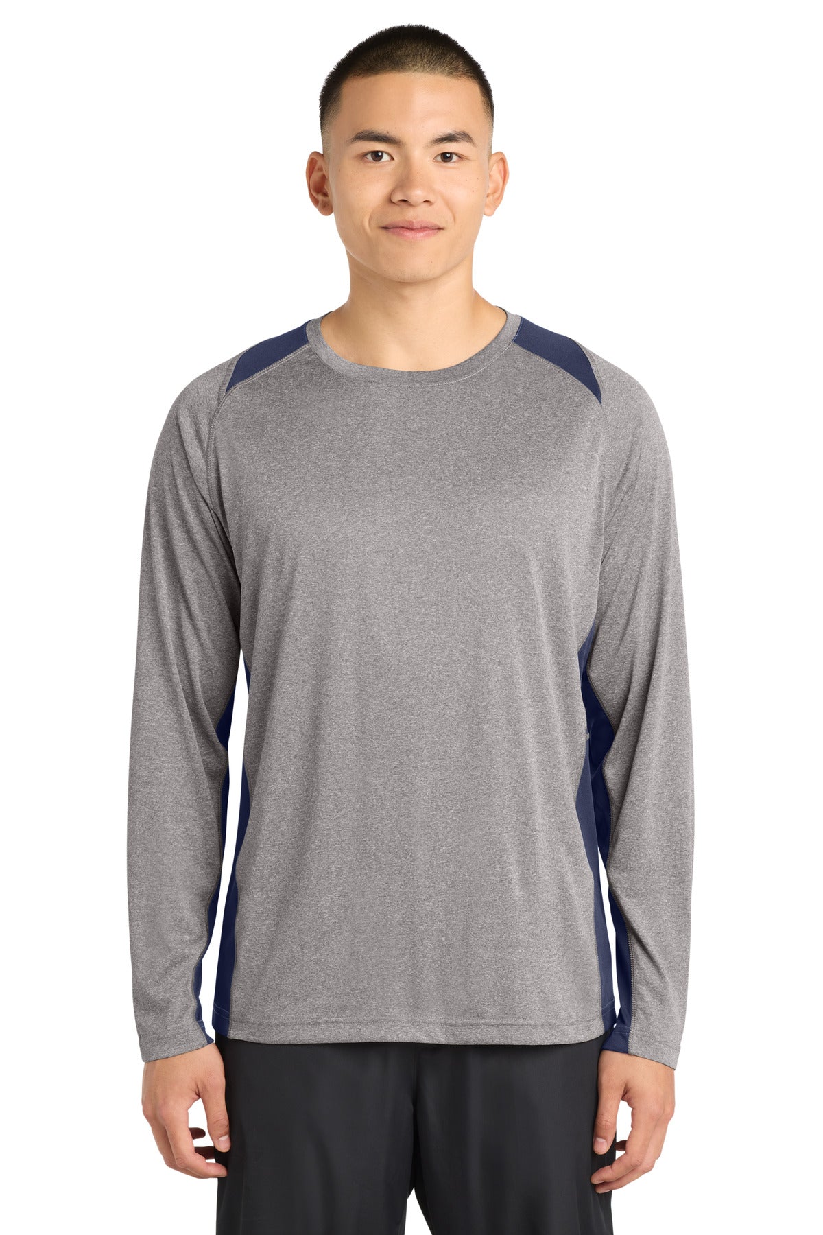 Sport-Tek?? Long Sleeve Heather Colorblock Contenderƒ?› Tee. ST361LS