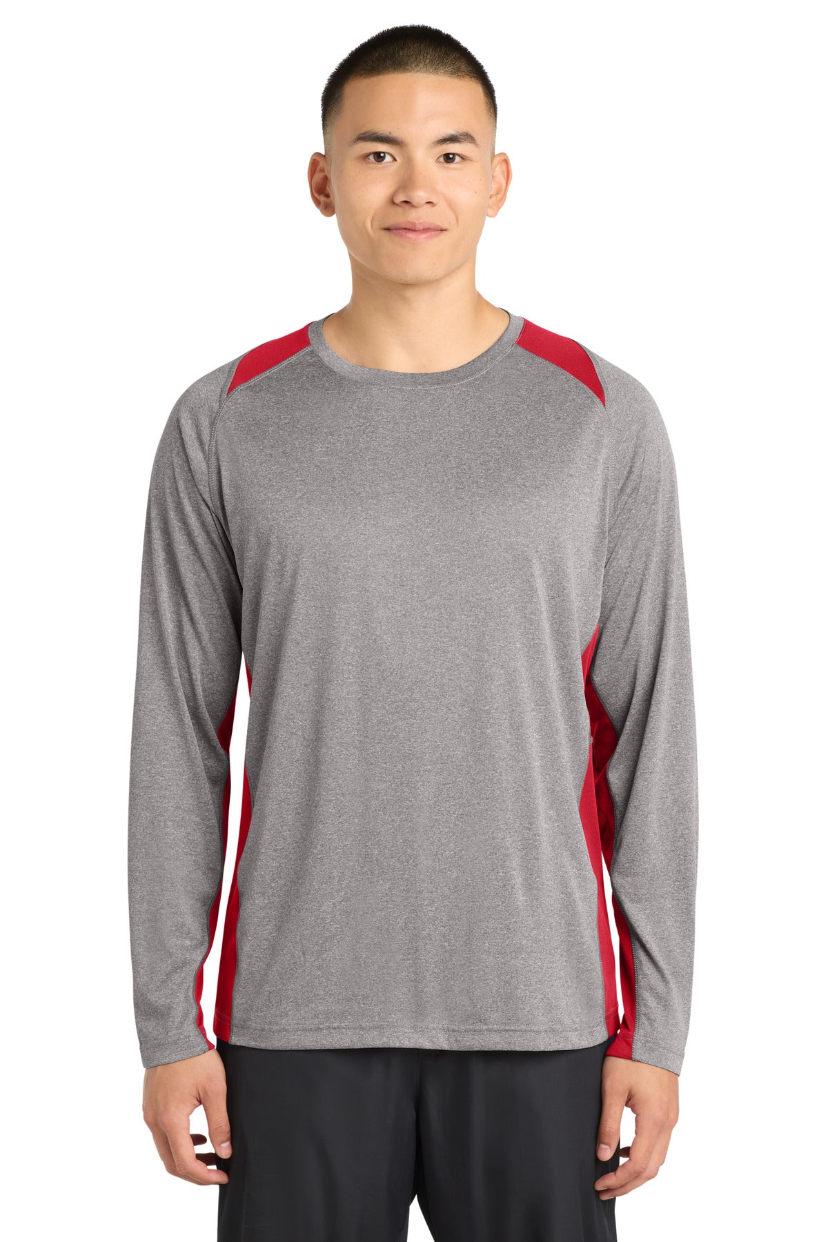 Sport-Tek?? Long Sleeve Heather Colorblock Contenderƒ?› Tee. ST361LS