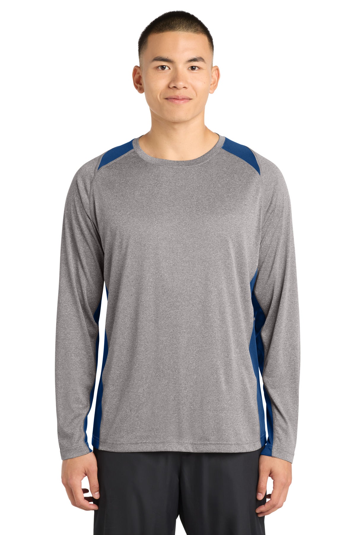 Sport-Tek?? Long Sleeve Heather Colorblock Contenderƒ?› Tee. ST361LS