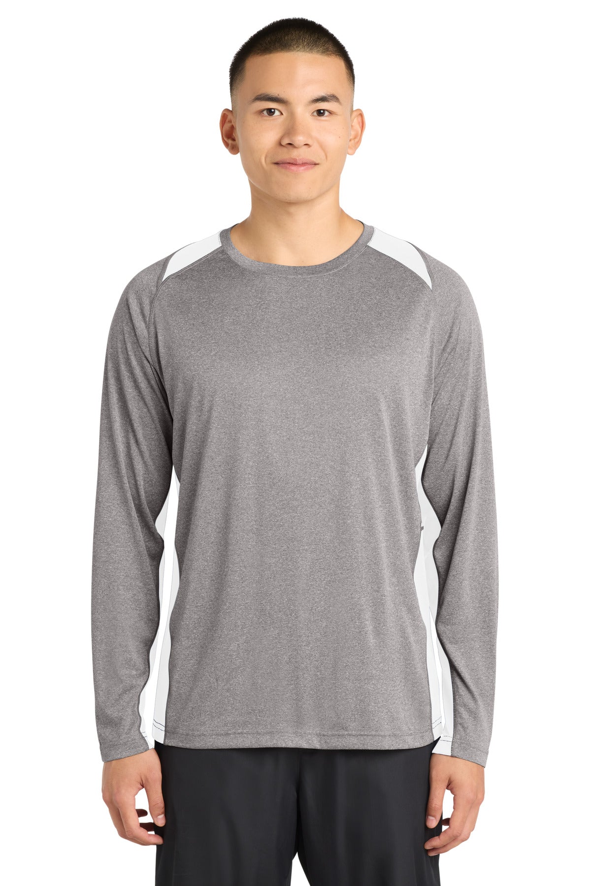 Sport-Tek?? Long Sleeve Heather Colorblock Contenderƒ?› Tee. ST361LS